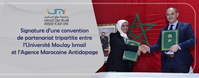 Lire la suite à propos de l’article Signature d’une convention de partenariat tripartite entre l’Université Moulay Ismail et l’Agence Marocaine Antidopage