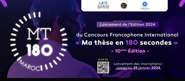 Lire la suite à propos de l’article Edition 2024 du Concours Francophone International « Ma thèse en 180 secondes » / appel à candidatures et formulaire d’inscription