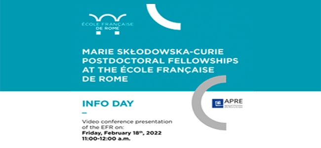 Lire la suite à propos de l’article INFO DAY École française de Rome – MSCA POSTDOCTORAL FELLOWSHIPS