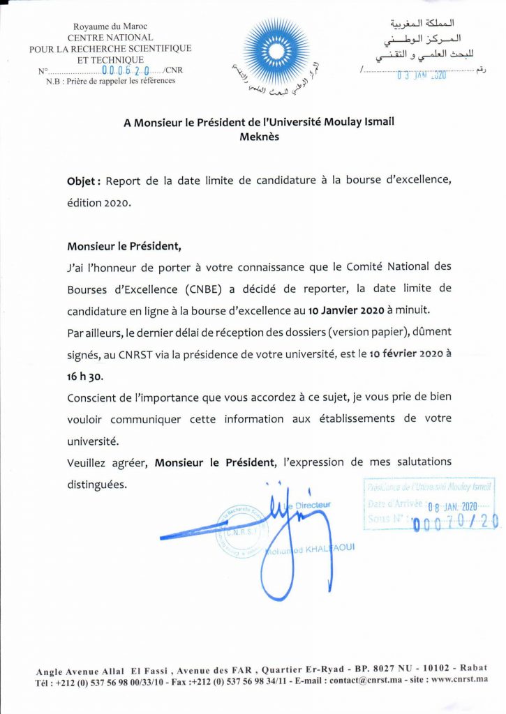 report date limite bourse excellence-1