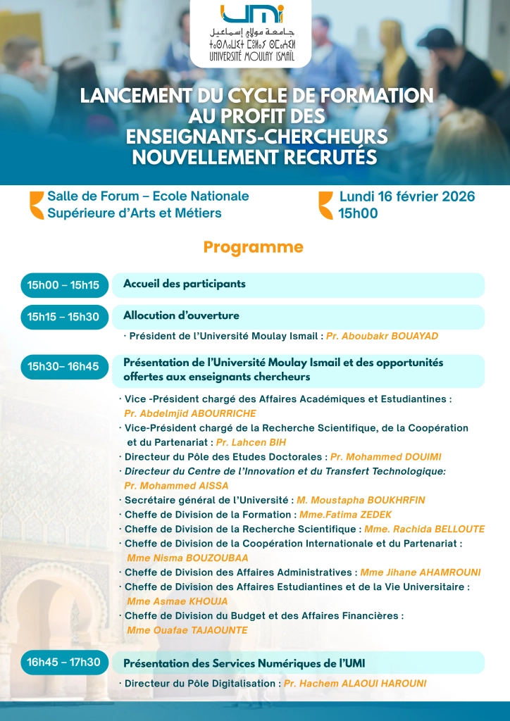 PROGRAMME DE LANCEMENT DU CYCLE DE FORMATION