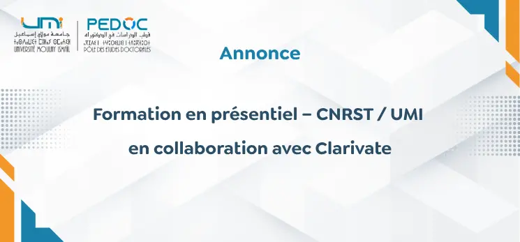Lire la suite à propos de l’article Formation en présentiel – CNRST / UMI en collaboration avec Clarivate
